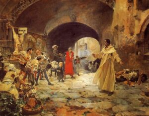 La Virgen de los Desamparados historia viva del Reino de Valencia 2 El padre Jofre protegiendo a un loco