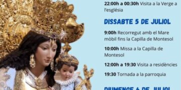La imagen peregrina de la Virgen de los Desamparados visita este fin de semana la Eliana (Valencia) con motivo del 30 aniversario de la Cofradía del Carmen