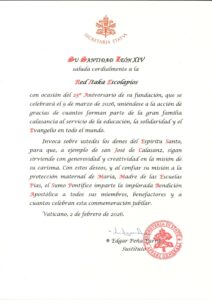 Mensaje del Papa a la Red Itaka-Escolapios con motivo de su 25 Aniversario 2 649822868 1239429251596493 1949787011782911268 n