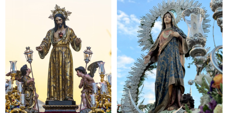 El Sagrado Corazón de Jesús y el Inmaculado Corazón de María protagonizaron las glorias de un fin de semana en Sevilla